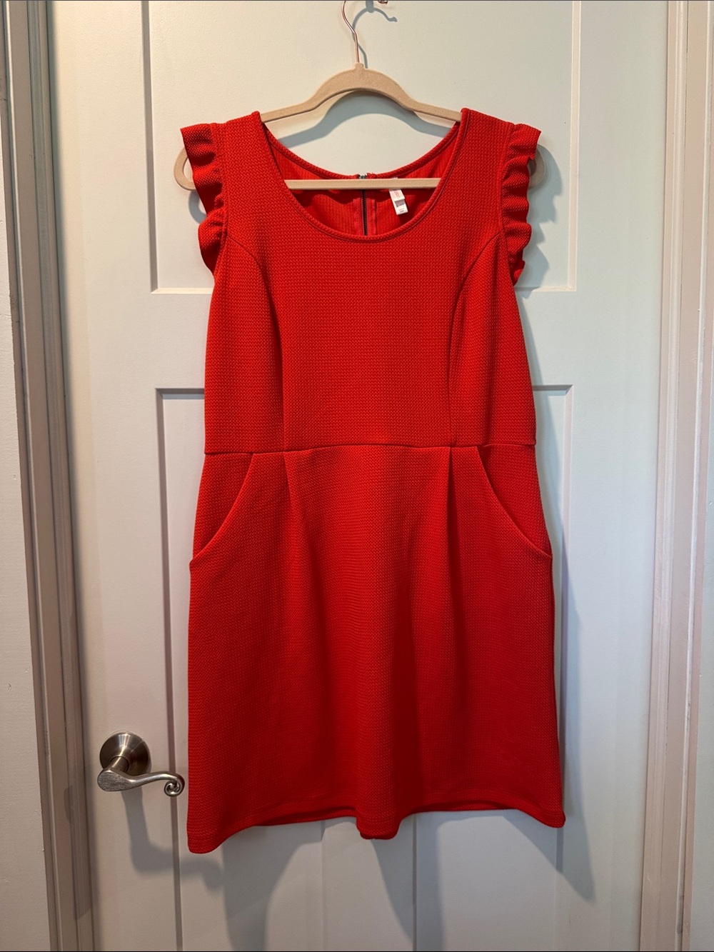 Xhilaration Bright Red/orange Ruffle Sleeve Mini Dress